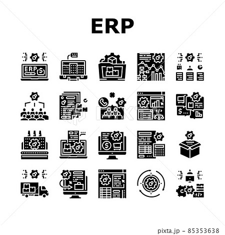 Erp Enterprise Resource Planning Icons Set Vector Erp Enterprise Resource Planning Icons Set Vector 85353638