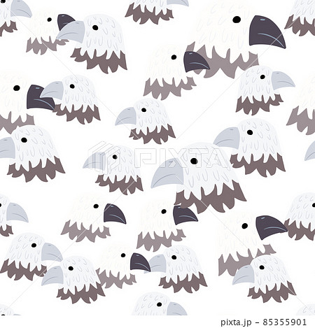 Eagle pattern seamless in freehand style. Head predator on colorful background. Vector illustration for textile. 85355901