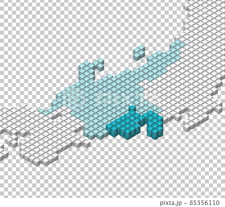 Cube Dot 3D Japanese Map Chubu Shizuoka - Stock Illustration [85356110 ...