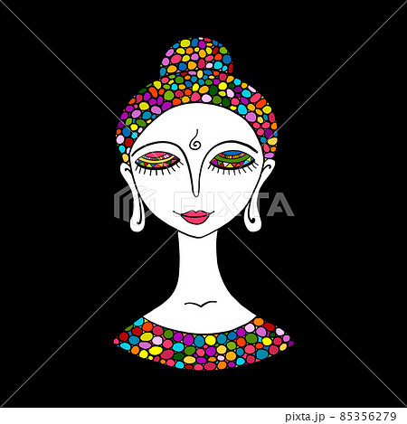 Meditating woman portrait. Sketch for your design Meditating woman portrait. Sketch for your design 85356279