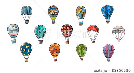 Hot Air Balloon isolated on white. Sketch for your design 85356280