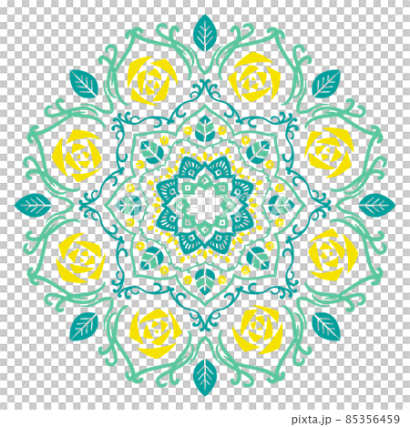 Mandala art (yellow rose / green) 85356459