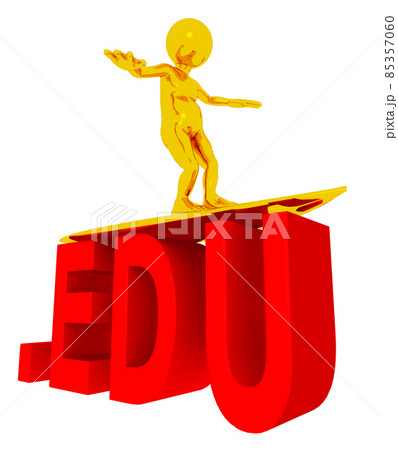 Surfer on the letters EDU for the educational top level domain isolated on white background 85357060