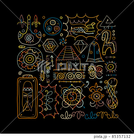 Traditional design elements of middle Asia for decoration of yurts. Nomadic ornament. Traditional design elements of middle Asia for decoration of yurts. Nomadic ornament. 85357132
