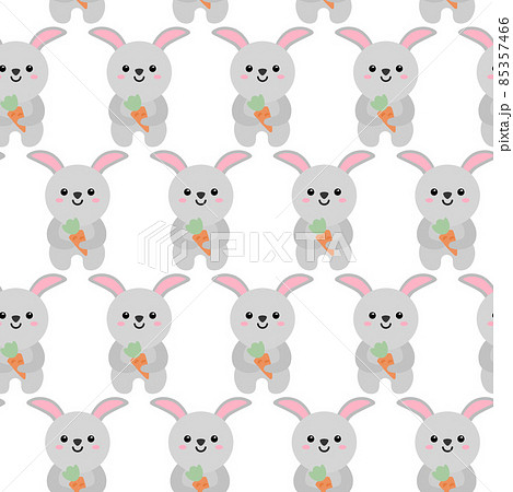 Cute rabbit with carrot Pattern. Cartoon animal background for kids, textile, pattern fabric, wallpaper. 85357466