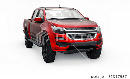 Red pickup car on a white background. 3d rendering. 85357987