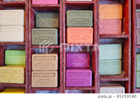 Stack of colorfull bar of soaps 85359580