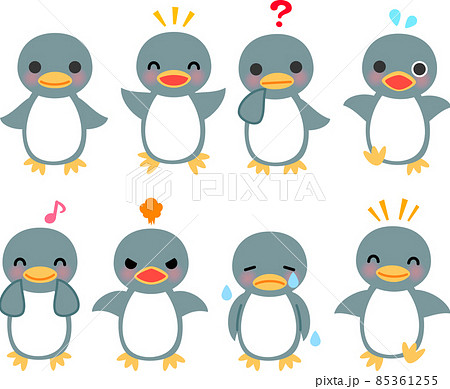 ペンギンのキャラクターのイラストセットのイラスト素材