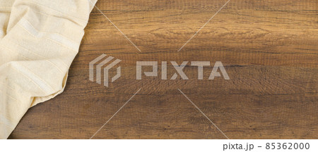 Tablecloth textile with empty space on wooden table. 85362000