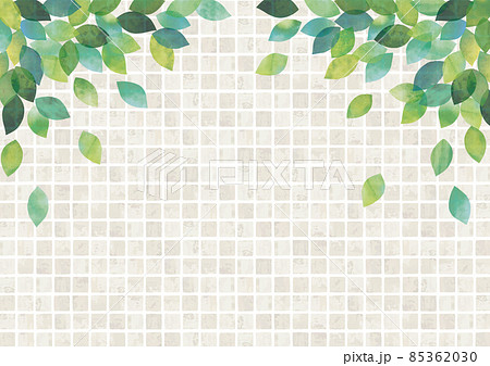 爽やかな白いタイルと木陰の葉っぱ水彩背景 爽やかな白いタイルと木陰の葉っぱ水彩背景 85362030