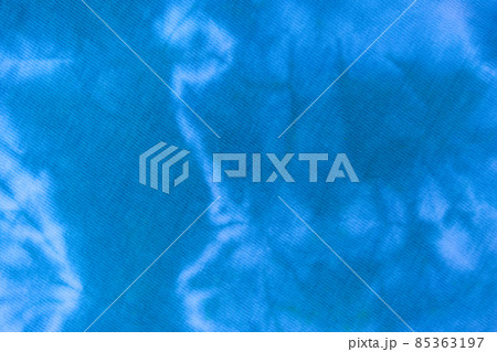 Blue tie dye fabric hand made pattern. 85363197