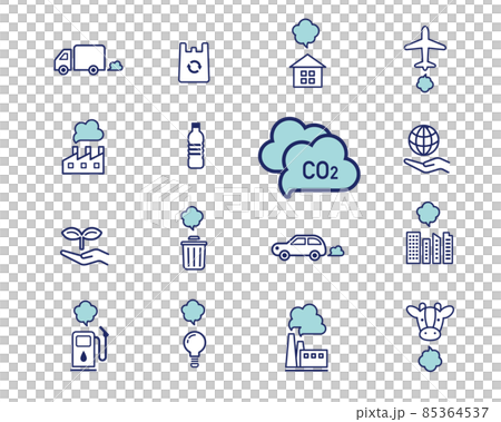 Environmental icon set Greenhouse gas SDGs CO2 85364537