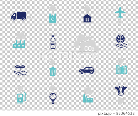 Environmental icon set Greenhouse gas SDGs CO2 85364538