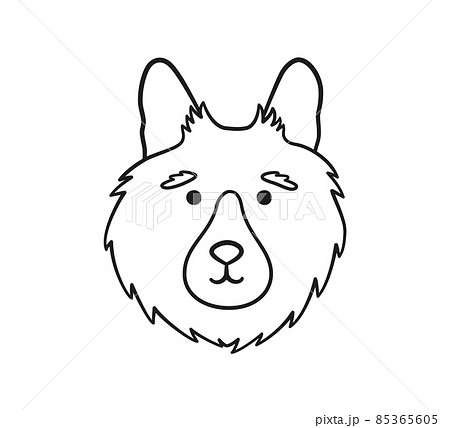 Cute german shepherd face. Dog head linear icon. Doodle dog portrait. Hand drawn vector illustration isolated on white background Cute german shepherd face. Dog head linear icon. Doodle dog portrait. Hand drawn vector illustration isolated on white background 85365605