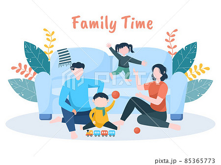 Family Time of Joyful Parents and Children Spending Time Together at Home Doing Various Relaxing Activities in Cartoon Flat Illustration for Poster or Background Family Time of Joyful Parents and Children Spending Time Together at Home Doing Various Relaxing Activities in Cartoon Flat Illustration for Poster or Background 85365773