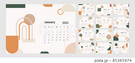 Calendar 2022 template. 2022 calendar planner template set. Week starts on sunday. Vector illustration. Calendar 2022 template. 2022 calendar planner template set. Week starts on sunday. Vector illustration. 85365974
