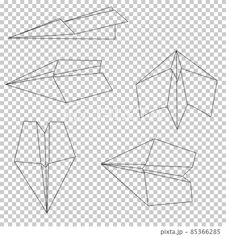 Paper airplane simple line drawing illustration set 85366285