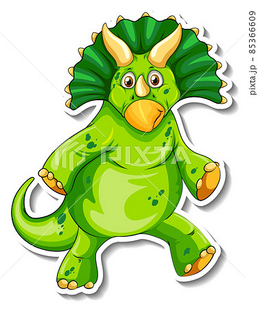 Triceratops dinosaur cartoon character sticker 85366609