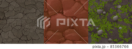 Textures of ground with stones and grass, dry soil 85366766