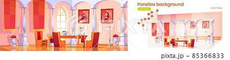 Parallax background dining room interior in castle 85366833