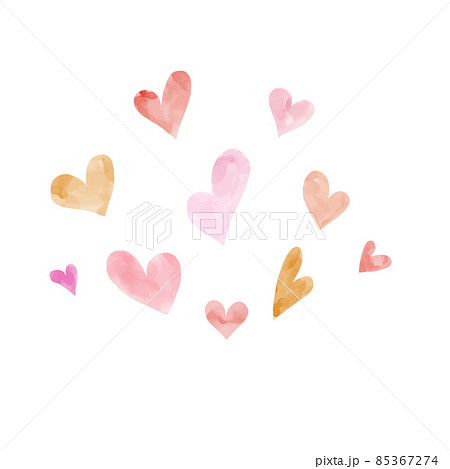 水彩風の色々なハートのベクターイラスト素材 水彩風の色々なハートのベクターイラスト素材 85367274
