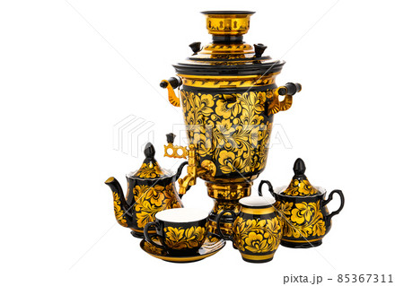 Tea Set of Old Russian folk utensils. Tea Set of Old Russian folk utensils. 85367311