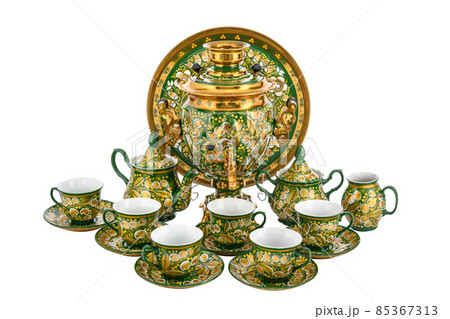 Tea Set of Old Russian folk utensils. Tea Set of Old Russian folk utensils. 85367313