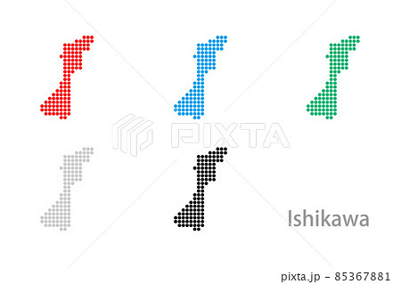 ドット地図 石川県 丸01のイラスト素材