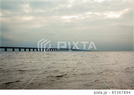 Oresund Bridge on sunset, Sweden, Malmo. 85367894