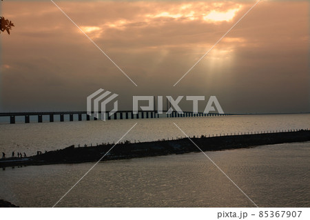 Oresund Bridge on sunset, Sweden, Malmo. 85367907