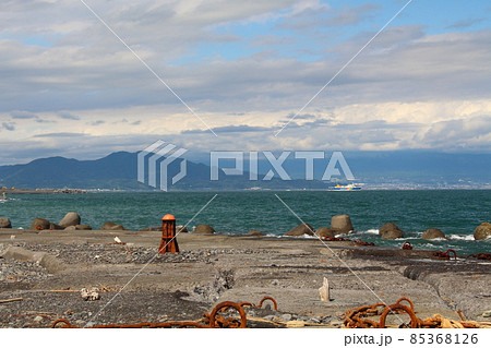 三保海岸の護岸工事 波けしブロック 静岡県三保の松原 85368126