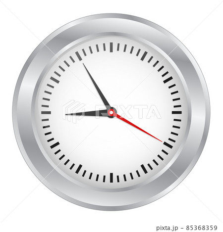 Round metal office clock on white, stock vector illustration 85368359