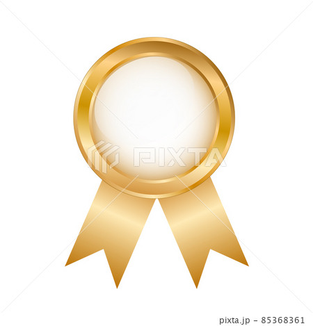 Golden Round Award Badge on White, stock vector illustration 85368361