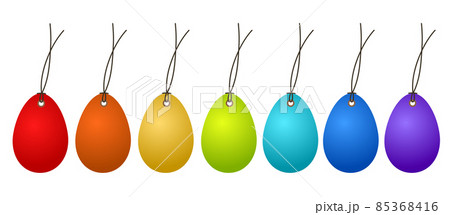 7 Easter Hangtags Eggs Colorful on White, stock vector illustration 85368416