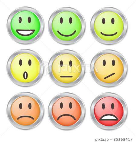 9 Smileys Mood Color on White, Stock Vector Illustration 85368417