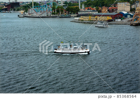 STOCKHOLM, SWEDEN - June 20, 2018: Small ship transports passengers in Stockholm, Sweden. 85368564