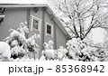 Snowcovered country house light grey blue color 85368942