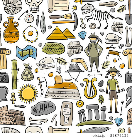 Archeology ancient history. Seamless Pattern... - Stock Illustration  [85372135] - PIXTA