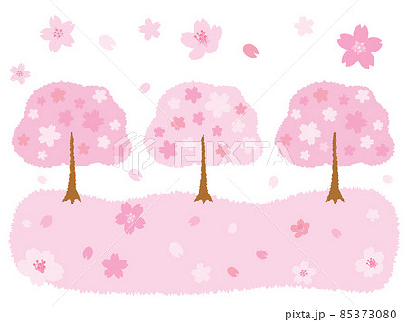 満開に咲いた桜のピンクの背景イラスト 85373080