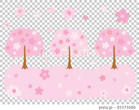 満開に咲いた桜のピンクの背景イラスト 85373080