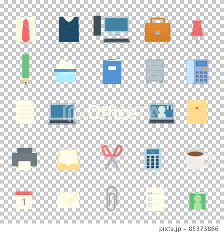 シンプルでかわいいオフィス用品のイラスト 85373866