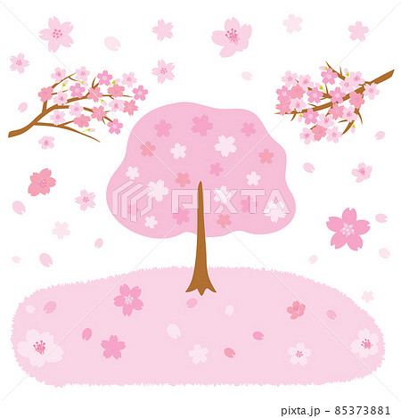 満開に咲いた桜のピンクの背景イラスト 85373881