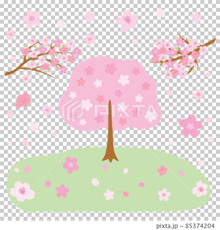 満開に咲いた桜のピンクの背景イラスト 85374204