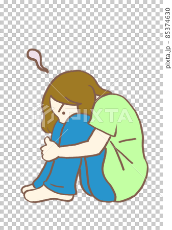 抑うつ状態 ひざを抱え孤独に沈む女性 抑うつ状態 ひざを抱え孤独に沈む女性 85374630