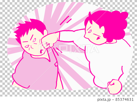 躁状態　興奮して看護師を殴ってしまう女性　シンプル 85374631