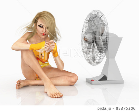 Girl with fan 85375306