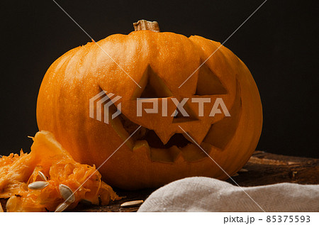Smiling halloween pumpkin holiday decoration 85375593