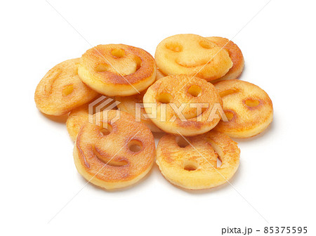 Fried potato as smile shape isolated 85375595