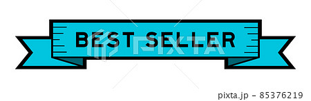 Vintage blue color ribbon banner with word best seller on white background 85376219