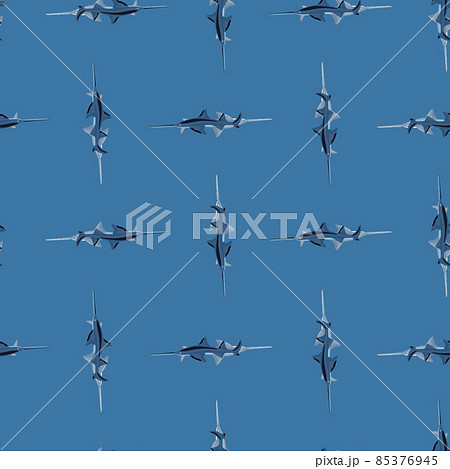 Saw shark seamless pattern in scandinavian style. Marine animals background. Vector illustration for children funny textile. 85376945
